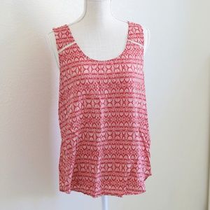 Red Patterned Lucky Open Back Tank Top